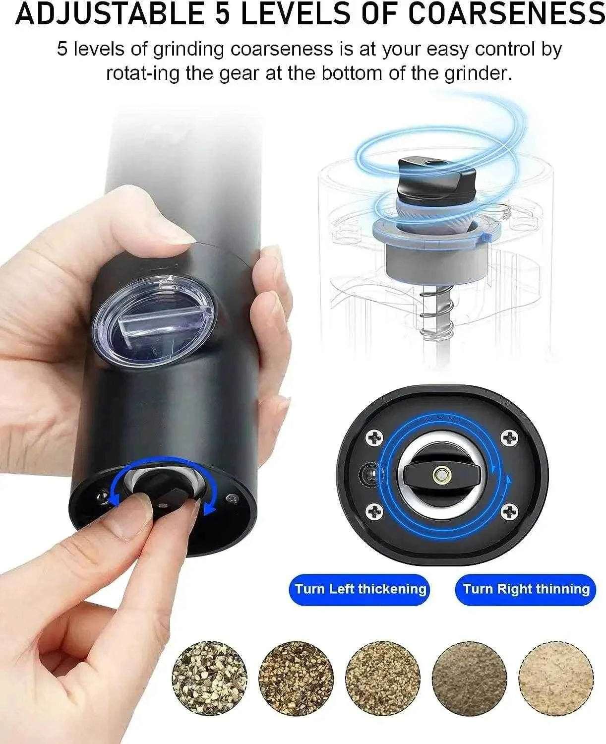 GrindPro™ – Electric Salt & Pepper Grinder with Adjustable Coarseness - PRO COOK GEAR