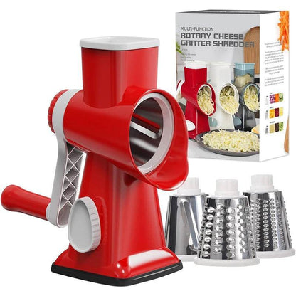 3-in-1 Rotary Grater & Slicer | Manual Vegetable Shredder for Cheese, Carrots, etc - PRO COOK GEAR