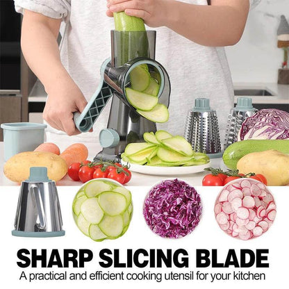 3-in-1 Rotary Grater & Slicer | Manual Vegetable Shredder for Cheese, Carrots, etc - PRO COOK GEAR