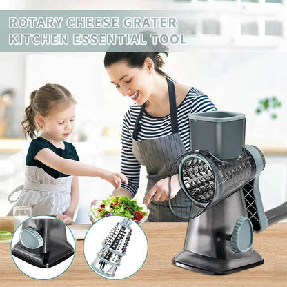 3-in-1 Rotary Grater & Slicer | Manual Vegetable Shredder for Cheese, Carrots, etc - PRO COOK GEAR