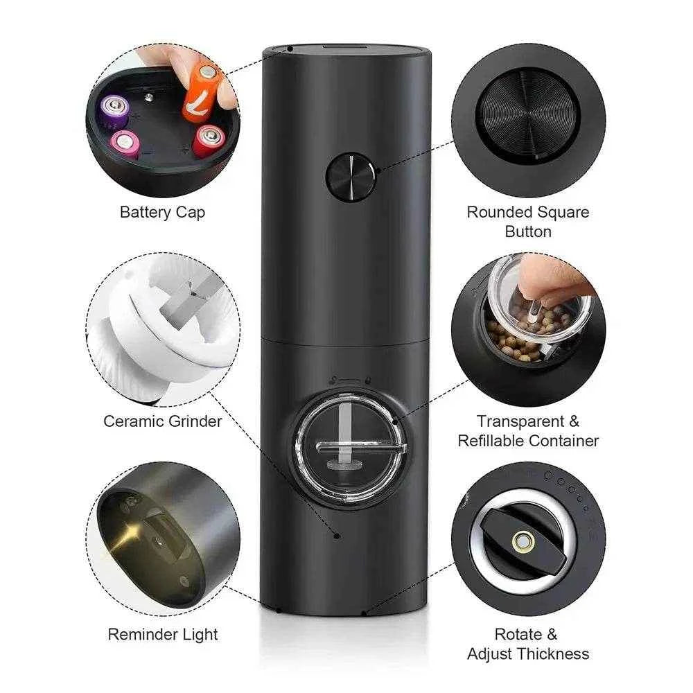 GrindPro™ – Electric Salt & Pepper Grinder with Adjustable Coarseness - PRO COOK GEAR