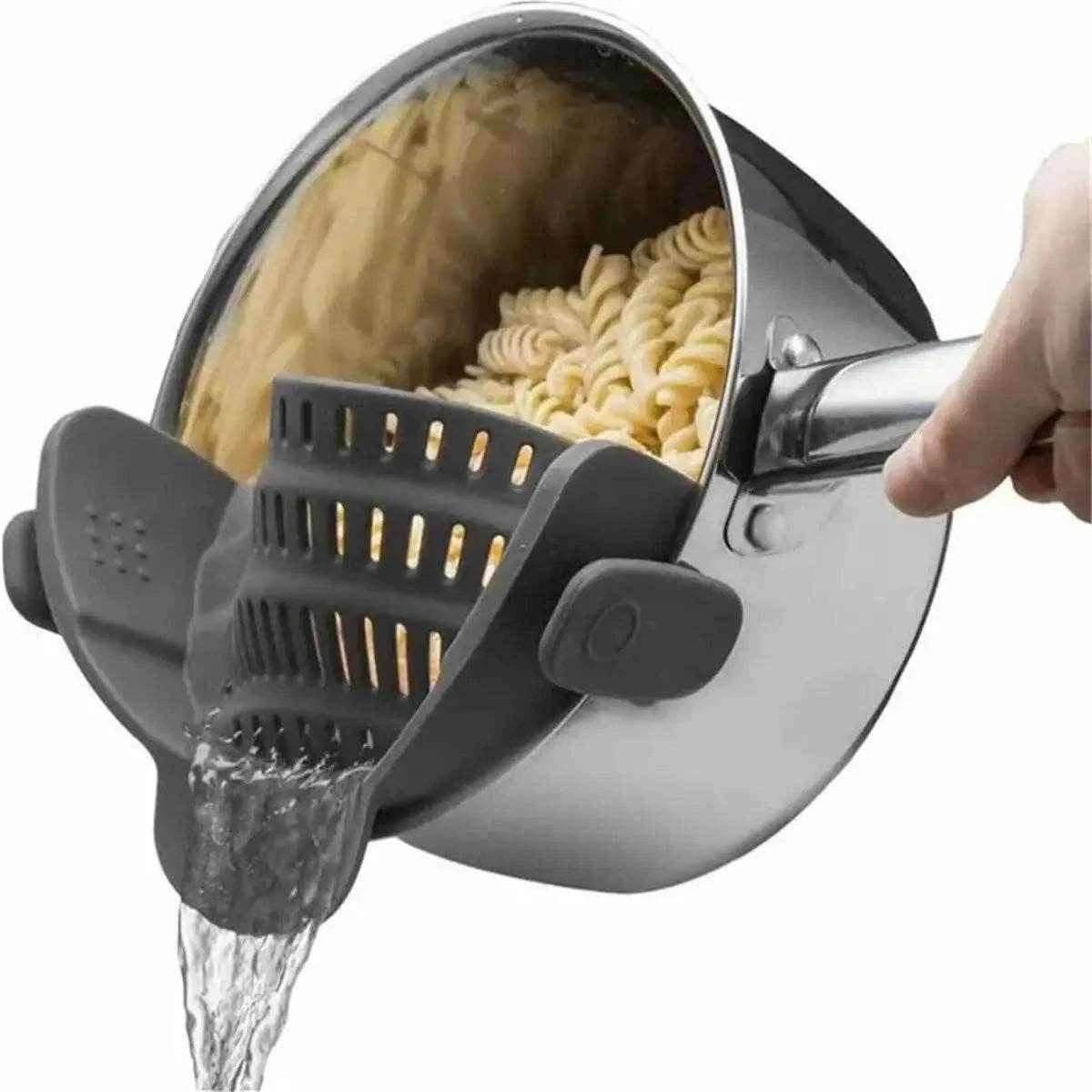 SnapStrain™ – Adjustable Clip-On Strainer for Pots & Bowls - PRO COOK GEAR