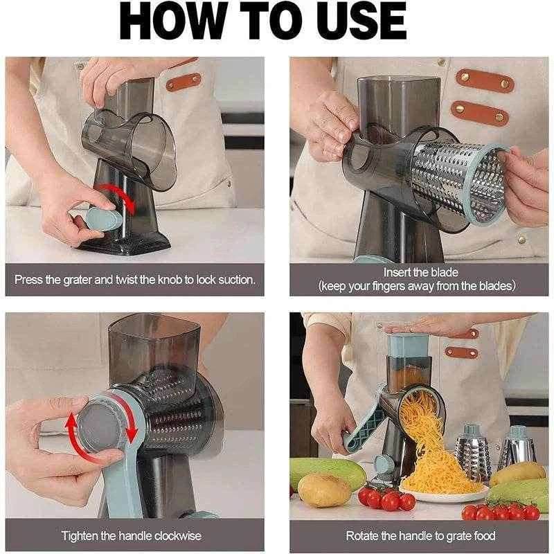 3-in-1 Rotary Grater & Slicer - PRO COOK GEAR