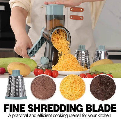 3-in-1 Rotary Grater & Slicer | Manual Vegetable Shredder for Cheese, Carrots, etc - PRO COOK GEAR